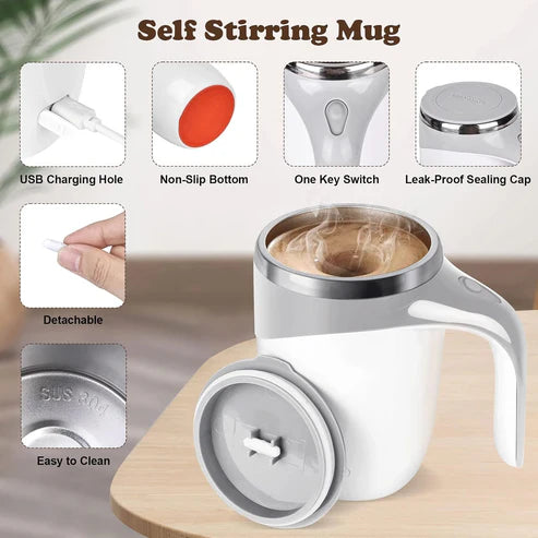 380mL Self Stirring Mug with Lid